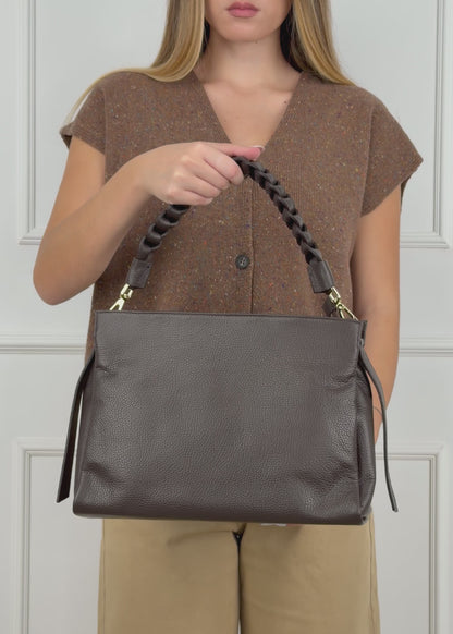 BRS • BORSA TRECCIA VERA PELLE