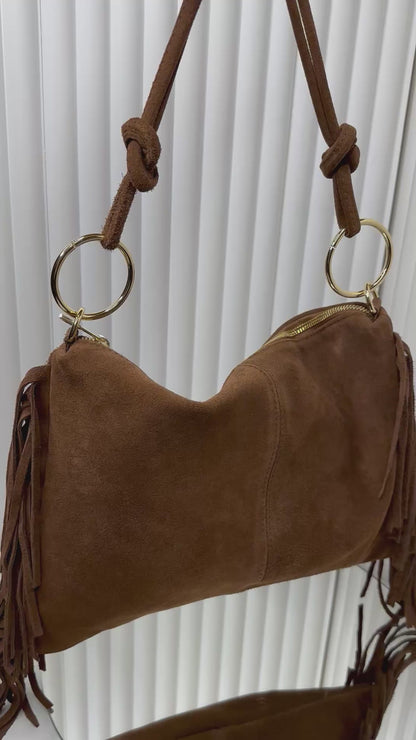 BRS4789 - BORSA VERA PELLE SCAMOSCIATA